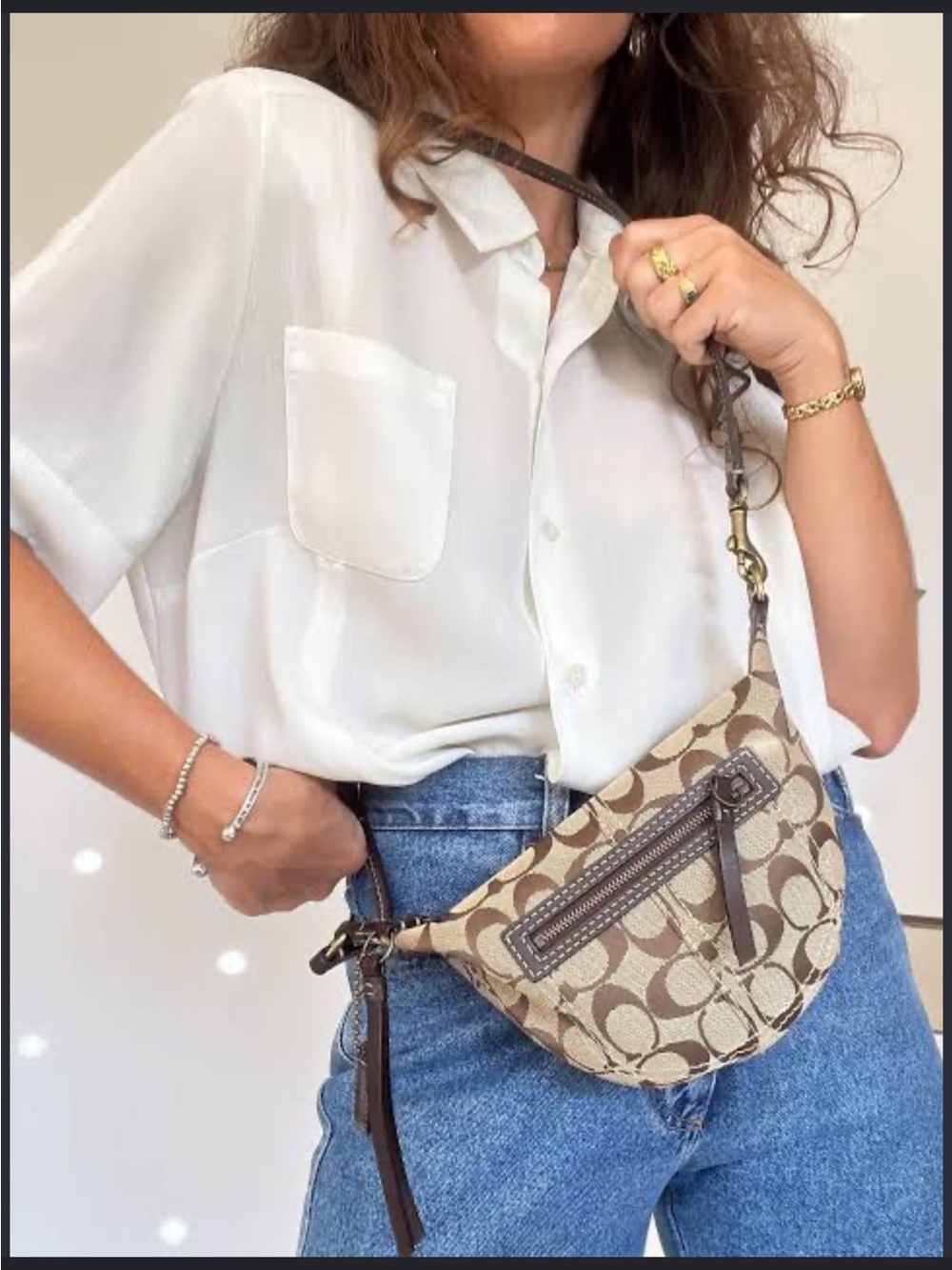 Vintage Y2K Mini Signature Coach Canvas Saddle Bag